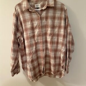 Women’s Plaid Shirt in Brown and White